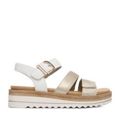 Sandały Remonte. Żółte sandały Remonte, bez wzorów, bez obcasa, na płaskiej podeszwie, bez zapięcia. Za 359.99 zł.