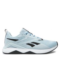 Buty na siłownię Reebok. Niebieskie buty treningowe Reebok, bez wzorów, bez zapięcia, na fitness i siłownię. Za 429.99 zł.