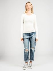 Guess Sweter "Paula" | 01G514 5439Z | Paula | Kobieta | Kremowy. Białe swetry Guess, xs, z aplikacjami, z dzianiny, bez ramiączek. W wyprzedaży za 179.00 zł.