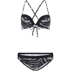 Bikini na fiszbinach "push up" (2 części) bonprix czarno-biały z nadrukiem. Bikini marki bonprix. Za 74.99 zł.