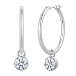 Lulu & Jane Kolczyki z mosiadzu w kolorze srebrnym z krysztalem 1 ct Damski. Szare kolczyki Lulu & Jane, z kryształem, srebrne. Za 149.99 zł.