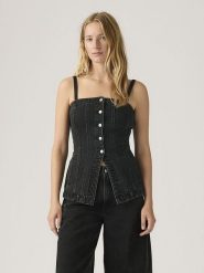 Levi's Top dżinsowy w kolorze czarnym rozmiar: L. Czarne topy Levi's, l, bez wzorów, z bawełny, bez kołnierzyka, bez ramiączek. Za 139.87 zł.