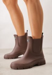 Brązowe Kalosze o Fasonie Sztybletów z Antypoślizgową Podeszwą Uemaeno. Brązowe kalosze Born2be, bez wzorów, z jeansu, bez zapięcia. Za 69.99 zł.