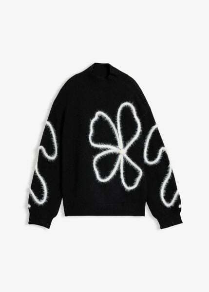 Sweter z cienkiej dzianiny. Czarne swetry bonprix, bez wzorów, z dzianiny, bez ramiączek. Za 149.99 zł.
