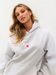 Bluza hoodie z motywem kwiatowym - Inny. Bluzy Sinsay, l, bez wzorów, bez ramiączek, bez kaptura. Za 59.99 zł.