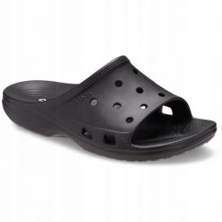 Klapki Dla Dorosłych Crocs Saturday Slide. Szare klapki Crocs, bez wzorów, z materiału, bez obcasa, bez zapięcia. Za 139.99 zł.