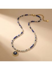 Nomad Pozłacany naszyjnik z lapis lazuli - dł. 40 cm rozmiar: onesize. Niebieskie naszyjniki Nomad, z materiału, z lazurytem, pozłacane. Za 143.83 zł.