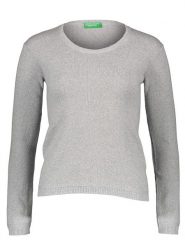 Benetton Sweter w kolorze szarym rozmiar: XL. Szare swetry Benetton, xl, bez wzorów, z bawełny, bez ramiączek. Za 92.42 zł.
