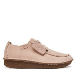 Półbuty Clarks. Czerwone półbuty wsuwane Clarks, bez wzorów, bez obcasa, na płaskiej podeszwie. Za 309.99 zł.