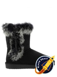 Blackfield Botki zimowe "Chuckson" w kolorze czarnym rozmiar: 36. Czarne botki Blackfield, z aplikacjami, z materiału, z okrągłym noskiem, bez obcasa, na platformie, bez zapięcia. Za 139.87 zł.
