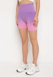 Fioletowe Szorty Kolarki Sportowe przed Kolano z Szeroką Gumą w Pasie Lavinna. Fioletowe szorty sportowe Born2be, bez wzorów, z gumy. Za 59.99 zł.