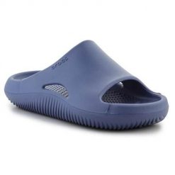 Klapki unisex Crocs Mellow Recovery. Niebieskie klapki Crocs, bez wzorów, z materiału, bez obcasa, bez zapięcia. Za 297.00 zł.