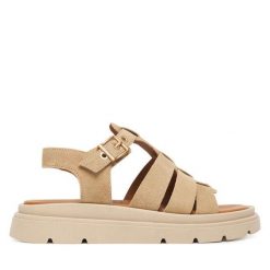 Sandały Tamaris. Brązowe sandały Tamaris, bez wzorów, bez obcasa, na płaskiej podeszwie, bez zapięcia. Za 379.99 zł.