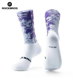 Skarpety rowerowe, kolarskie, sportowe kompresyjne do połowy łydki ROCKBROS. Czarne skarpetki ROCKBROS, bez wzorów, z materiału. Za 59.99 zł.