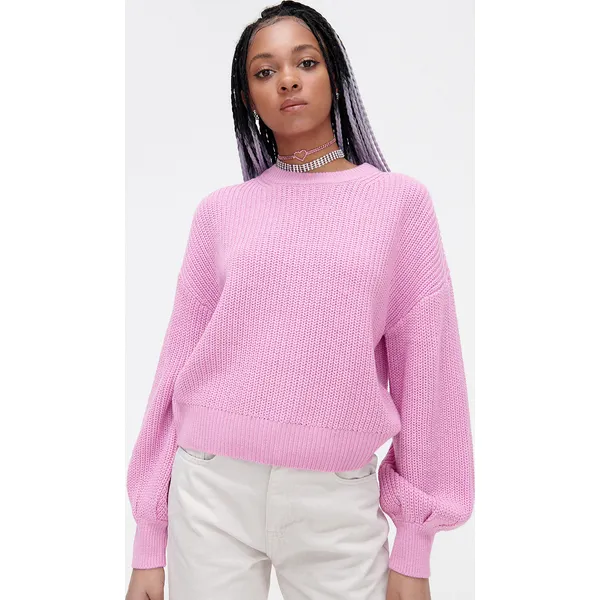 Różowy sweter oversize - Różowy. Czerwone swetry Cropp, l, bez wzorów, z dzianiny, bez ramiączek. Za 79.99 zł.