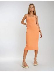 Monki Sukienka w kolorze pomarańczowym rozmiar: S. Pomarańczowe sukienki Monki, s, bez wzorów, bez kołnierzyka, bez ramiączek, midi. Za 69.99 zł.