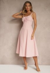 Różowa Koktajlowa Sukienka Gorsetowa Vices z Rozkloszowanym Dołem Kolinnea. Czerwone sukienki Renee, na imprezę, l, z aplikacjami, eleganckie, bez kołnierzyka, bez ramiączek, midi, gorsetowe. W wyprzedaży za 119.99 zł.