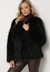 Czarna Kurtka Futerko na Metalowe Zaczepy Esaliren. Czarne kurtki Born2be, m, bez wzorów, z futra, eleganckie, bez kaptura. W wyprzedaży za 244.99 zł.