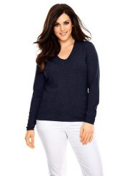 Heine Sweter w kolorze granatowym rozmiar: 34. Niebieskie swetry Heine, bez wzorów, z bawełny, bez ramiączek. Za 78.99 zł.