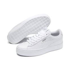 Podwyższone damskie buty sportowe PUMA Vikky PUMA White. Białe buty treningowe Puma, bez wzorów, z gumy, przed kostkę, bez zapięcia, puma vikky. Za 372.00 zł.