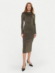 MICHAEL Michael Kors Sukienka dzianinowa MF482KPAFB Złoty Slim Fit. Żółte sukienki MICHAEL Michael Kors, l, bez wzorów, z dzianiny, bez kołnierzyka, bez ramiączek. Za 749.99 zł.