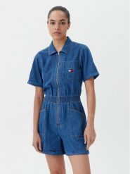 Tommy Jeans Kombinezon DW0DW20371 Niebieski Regular Fit. Niebieskie sukienki Tommy Jeans, s, bez wzorów, z bawełny, bez kołnierzyka, bez ramiączek. Za 389.99 zł.