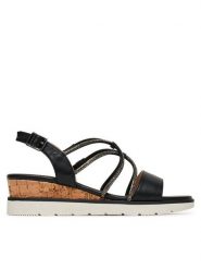 Clara Barson Sandały WS6306-02 Czarny. Czarne sandały Clara Barson, bez wzorów, z materiału, bez obcasa, na koturnie, bez zapięcia. Za 129.99 zł.