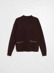 Sweter oversize z wiskozą - brązowy. Brązowe swetry Sinsay, l, bez wzorów, z wiskozy, bez ramiączek. Za 59.99 zł.
