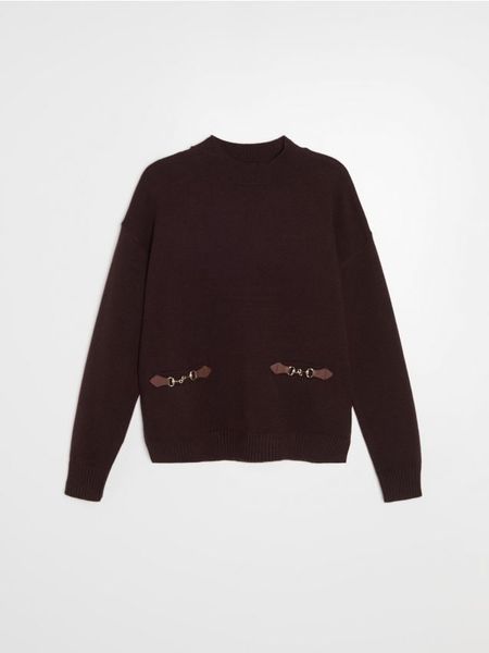 Sweter oversize z wiskozą - brązowy. Brązowe swetry Sinsay, l, bez wzorów, z wiskozy, bez ramiączek. Za 59.99 zł.