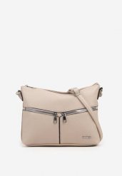 Beżowa Torebka z Regulowanym Paskiem i Ozdobnymi Suwakami Malarelle. Brązowe torebki klasyczne Born2be, bez wzorów, z jeansu, eleganckie, bez dodatków. Za 59.99 zł.
