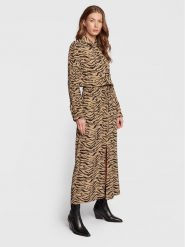Zadig&Voltaire Sukienka codzienna Radual Tiger WWDR01158 Beżowy Regular Fit. Brązowe sukienki Zadig&Voltaire, na co dzień, xs, bez wzorów, z wiskozy, bez kołnierzyka, bez ramiączek, proste. Za 1,599.00 zł.