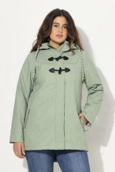 Damskie Kurtka przeciwdeszczowa HYPRAR wodoszczelna kaptur podłużne guziki. Zielone kurtki Ulla Popken, plus size, bez wzorów, z materiału, z kapturem. Za 639.99 zł.