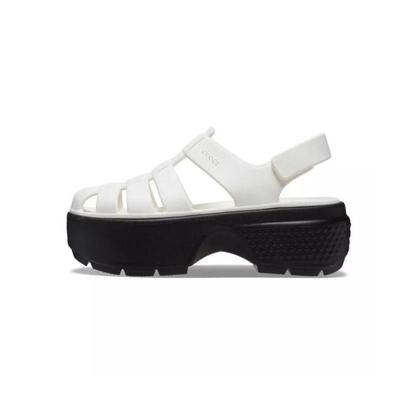 Sandały Dla Kobiet Crocs Stomp Fisherman Sandal. Brązowe sandały Crocs, bez wzorów, z materiału, eleganckie, bez obcasa, na platformie, bez zapięcia. Za 230.99 zł.