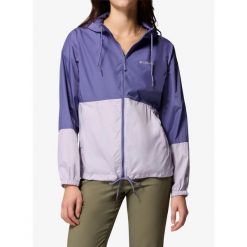 Kurtka wiatrówka damska Columbia Flash Forward II Windbreaker. Fioletowe kurtki przejściowe sportowe Columbia, bez wzorów, z softshellu, bez kaptura, trekkingowe. Za 209.99 zł.