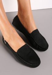 Czarne Mokasyny Ianthochis. Czarne mokasyny Renee, bez wzorów, ze skóry. Za 99.99 zł.