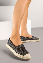 Czarne Espadryle z Siateczkową Cholewką i Plecionką Lillevi. Czarne espadryle Renee, bez wzorów, z jeansu, eleganckie, bez obcasa. W wyprzedaży za 67.99 zł.