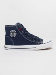 Trampki damskie wysokie granatowe JJ274A504 403. Niebieskie buty sportowe lifestyle BIG STAR, bez wzorów, z bawełny, sportowe, za kostkę, bez zapięcia. W wyprzedaży za 88.99 zł.
