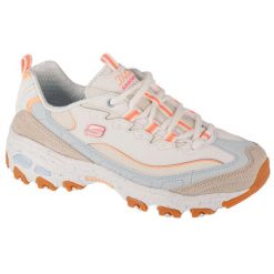 Buty sportowe Sneakersy damskie Skechers D'Lites - Bold Views. Białe buty sportowe lifestyle Skechers, bez wzorów, bez zapięcia, trekkingowe. Za 299.99 zł.