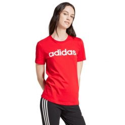Koszulka damska adidas Loungewear Essentials Slim Logo Tee. Białe t-shirty sportowe adidas, m, bez wzorów, z bawełny, bez ramiączek, na fitness i siłownię. Za 91.99 zł.