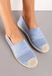 Niebieskie Espadryle z Plecioną Cholewką przed Kostkę Mokosa. Niebieskie espadryle Renee, z aplikacjami, boho, bez obcasa, na płaskiej podeszwie. W wyprzedaży za 35.99 zł.