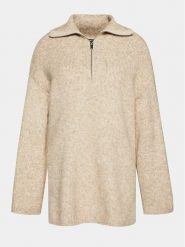 Gina Tricot Sweter 21066 Beżowy Regular Fit. Brązowe swetry Gina Tricot, s, bez wzorów, z syntetyku, bez ramiączek. Za 139.99 zł.