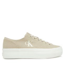 Tenisówki Calvin Klein Jeans. Brązowe trampki Calvin Klein Jeans, bez wzorów, z jeansu, bez zapięcia. Za 209.99 zł.
