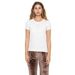 Leone 1947 Never Without Damen Kurzarm-T-Shirt with Strass-Logo. Białe t-shirty LEONE 1947 APPAREL, bez wzorów, z bawełny, sportowe, bez kołnierzyka, bez ramiączek. W wyprzedaży za 84.20 zł.