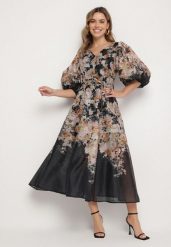 Czarna Wiskozowa Sukienka o Rozkloszowanym Kroju w Kwiaty Redameira. Czarne sukienki Born2be, na co dzień, m, bez wzorów, z wiskozy, eleganckie, bez kołnierzyka, bez ramiączek, maxi, rozkloszowane. W wyprzedaży za 212.49 zł.