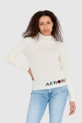 AERONAUTICA MILITARE Kremowy sweter damski z domieszką kaszmiru. Brązowe swetry Aeronautica Militare, s, bez wzorów, z kaszmiru, bez ramiączek. W wyprzedaży za 459.99 zł.