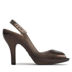 Sandały Melissa. Brązowe sandały Melissa, bez wzorów, bez obcasa, na słupku, bez zapięcia. Za 549.99 zł.