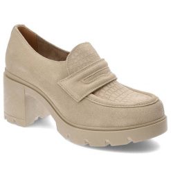 Beżowe Półbuty Lemar Wygodne Skórzane Buty. Brązowe półbuty wsuwane Lemar, bez wzorów, biznesowe, bez obcasa, na obcasie. Za 280.99 zł.