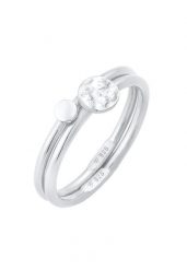 Elli Damski zestaw pierścionków do łączenia Duo Circle Plate Basic Minimal Timeless w srebrze 925 Sterling Silver Pierścionki 1 ct. Szare pierścionki Elli, srebrne. Za 293.99 zł.