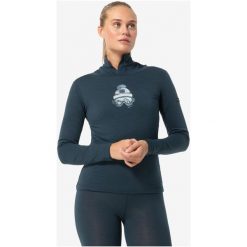 Koszulka z długim rękawem damska SUPER.NATURAL W Gogeanie LS. Niebieskie t-shirty sportowe super.natural, s, bez wzorów, z materiału, bez ramiączek, narciarskie. Za 299.99 zł.