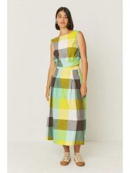 SKFK Top "Katti" w kolorze żółto-brązowo-białym rozmiar: 38. Żółte topy SKFK, bez wzorów, z bawełny, bez kołnierzyka, bez ramiączek. Za 152.99 zł.